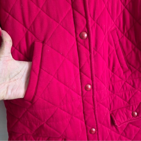Lauren Ralph Lauren Womens Quilted Jacket Hooded Red Full Zip Cotton XL Barn - Picture 6 of 16